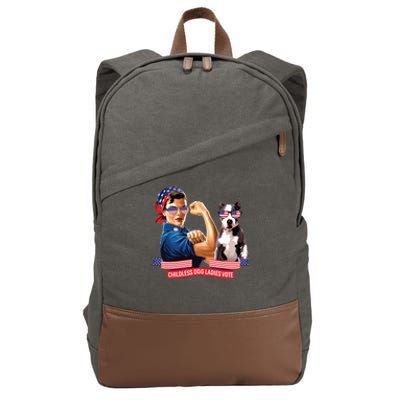 Childless Dog Lady Is Voting Kamala Election Usa 2024 Cotton Canvas Backpack