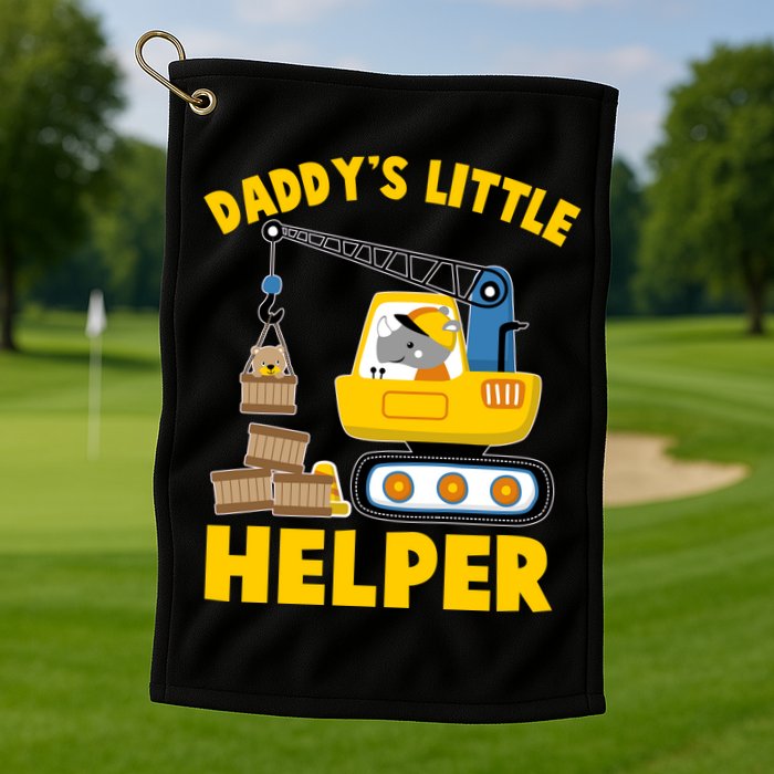 Cute Daddy's Little Helper Construction Golf Towel