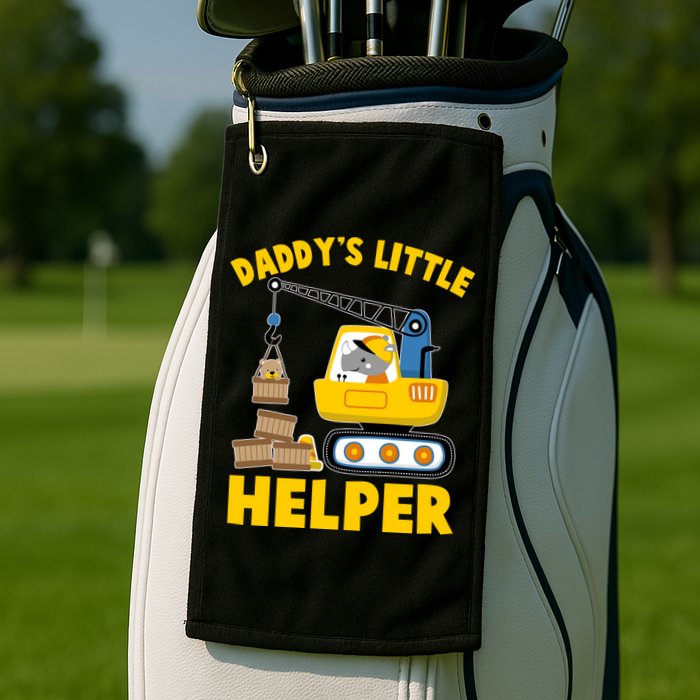 Cute Daddy's Little Helper Construction Golf Towel