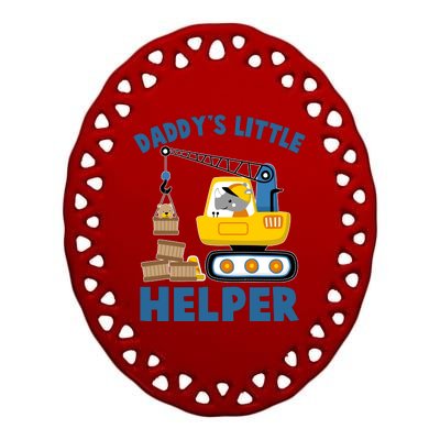 Cute Daddy's Little Helper Construction Ceramic Oval Ornament