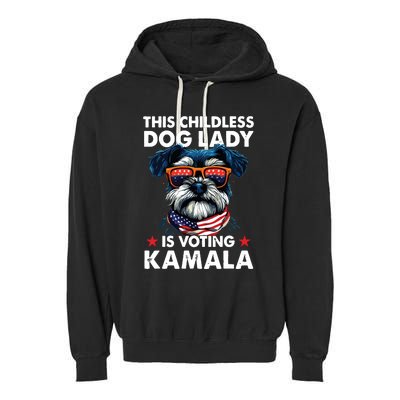 Childless Dog Lady Kamala Harris 2024 Miniature Schnauzer Garment-Dyed Fleece Hoodie