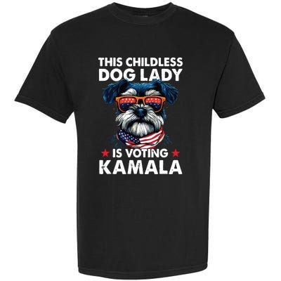 Childless Dog Lady Kamala Harris 2024 Miniature Schnauzer Garment-Dyed Heavyweight T-Shirt