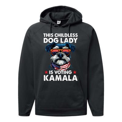 Childless Dog Lady Kamala Harris 2024 Miniature Schnauzer Performance Fleece Hoodie