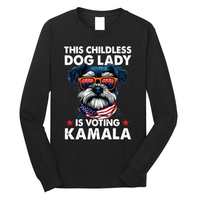 Childless Dog Lady Kamala Harris 2024 Miniature Schnauzer Long Sleeve Shirt