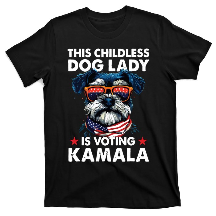 Childless Dog Lady Kamala Harris 2024 Miniature Schnauzer T-Shirt