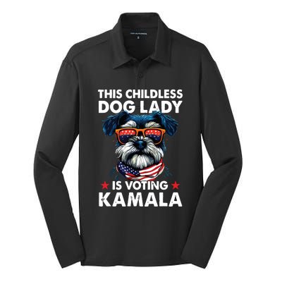 Childless Dog Lady Kamala Harris 2024 Miniature Schnauzer Silk Touch Performance Long Sleeve Polo