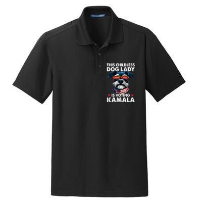 Childless Dog Lady Kamala Harris 2024 Miniature Schnauzer Dry Zone Grid Polo