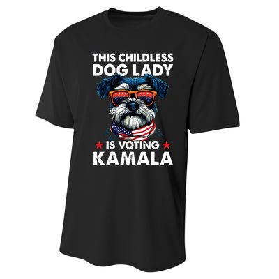 Childless Dog Lady Kamala Harris 2024 Miniature Schnauzer Performance Sprint T-Shirt