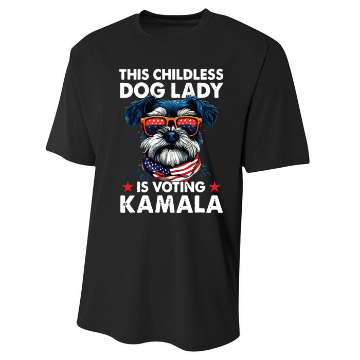 Childless Dog Lady Kamala Harris 2024 Miniature Schnauzer Performance Sprint T-Shirt