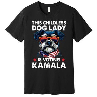 Childless Dog Lady Kamala Harris 2024 Miniature Schnauzer Premium T-Shirt