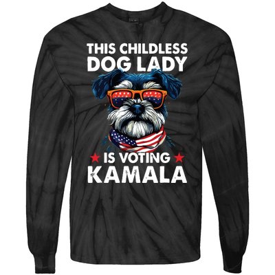 Childless Dog Lady Kamala Harris 2024 Miniature Schnauzer Tie-Dye Long Sleeve Shirt