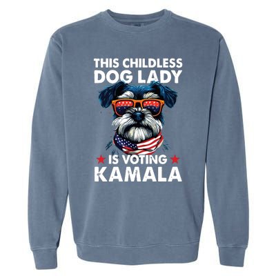 Childless Dog Lady Kamala Harris 2024 Miniature Schnauzer Garment-Dyed Sweatshirt