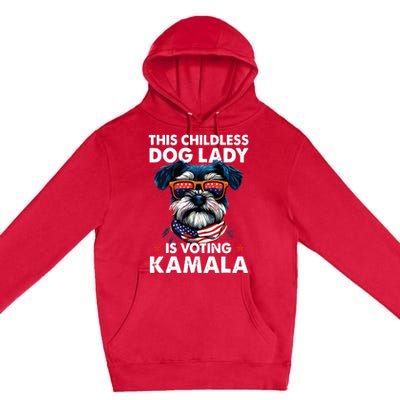 Childless Dog Lady Kamala Harris 2024 Miniature Schnauzer Premium Pullover Hoodie