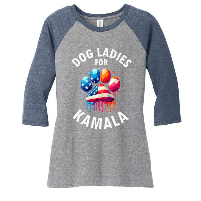 Childless Dog Ladies Dog Furr Kamala 2024 Women's Tri-Blend 3/4-Sleeve Raglan Shirt