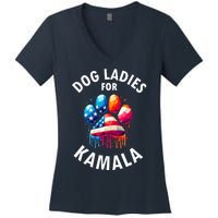 Childless Dog Ladies Dog Furr Kamala 2024 Women's V-Neck T-Shirt