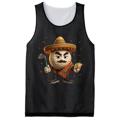 Cinco De Mayo Golf Ball With Sombrero Margarita Golf Lover Mesh Reversible Basketball Jersey Tank