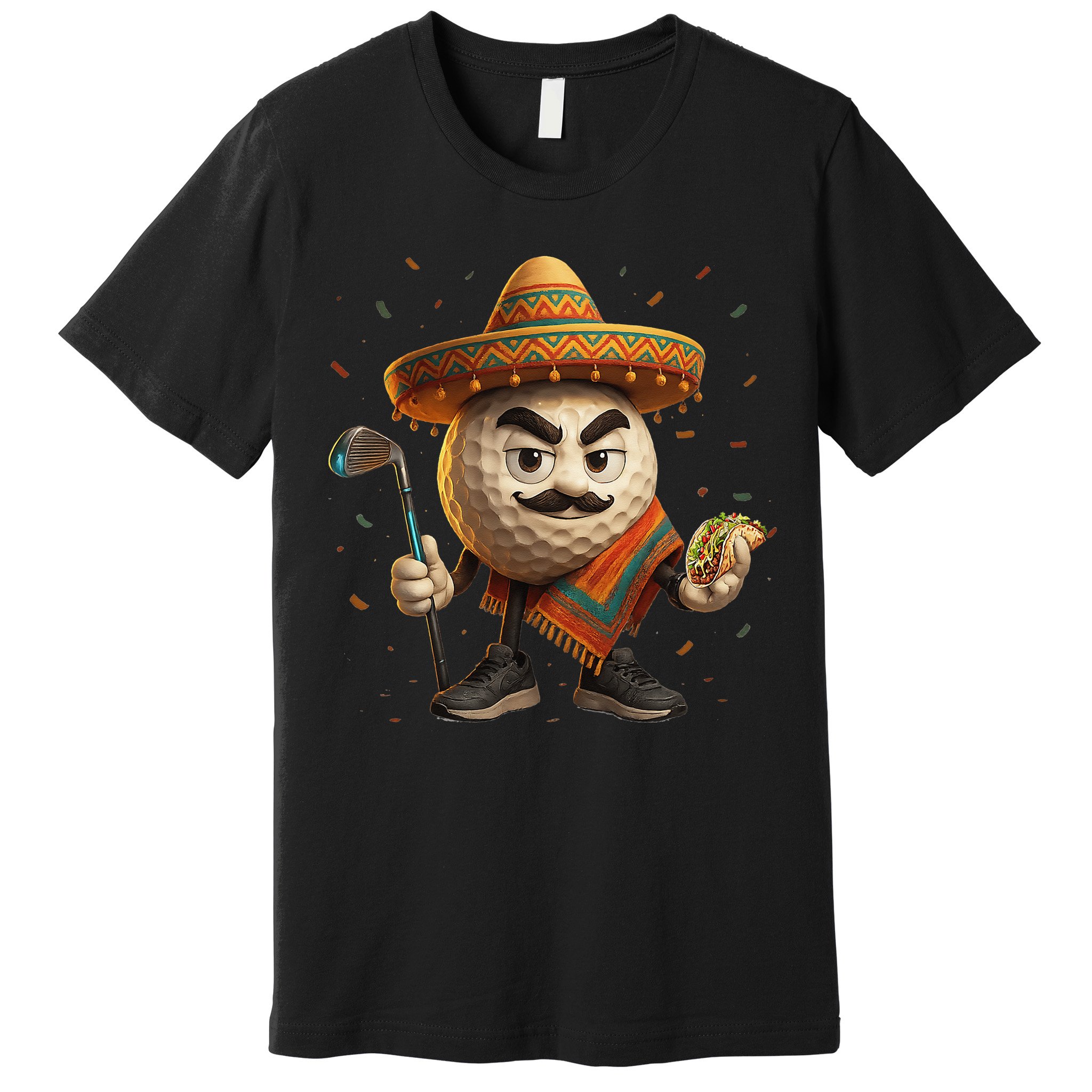 Cinco De Mayo Golf Ball With Sombrero Margarita Golf Lover Premium T-Shirt