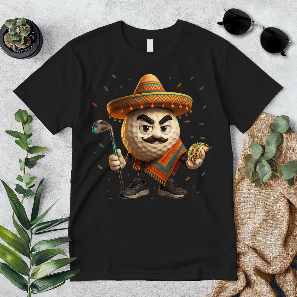 Cinco De Mayo Golf Ball With Sombrero Margarita Golf Lover Premium T-Shirt