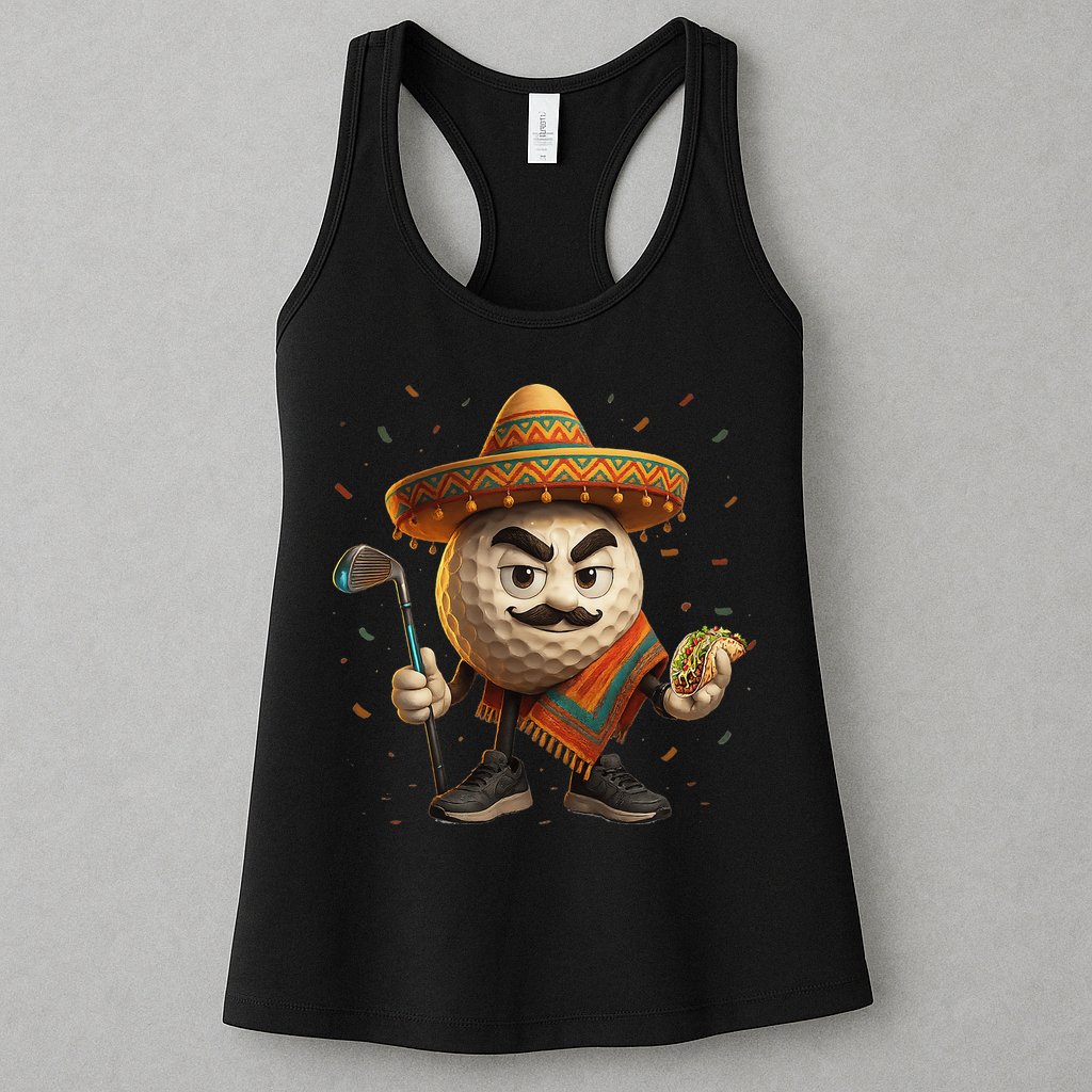 Cinco De Mayo Golf Ball With Sombrero Margarita Golf Lover Womens Tank Top