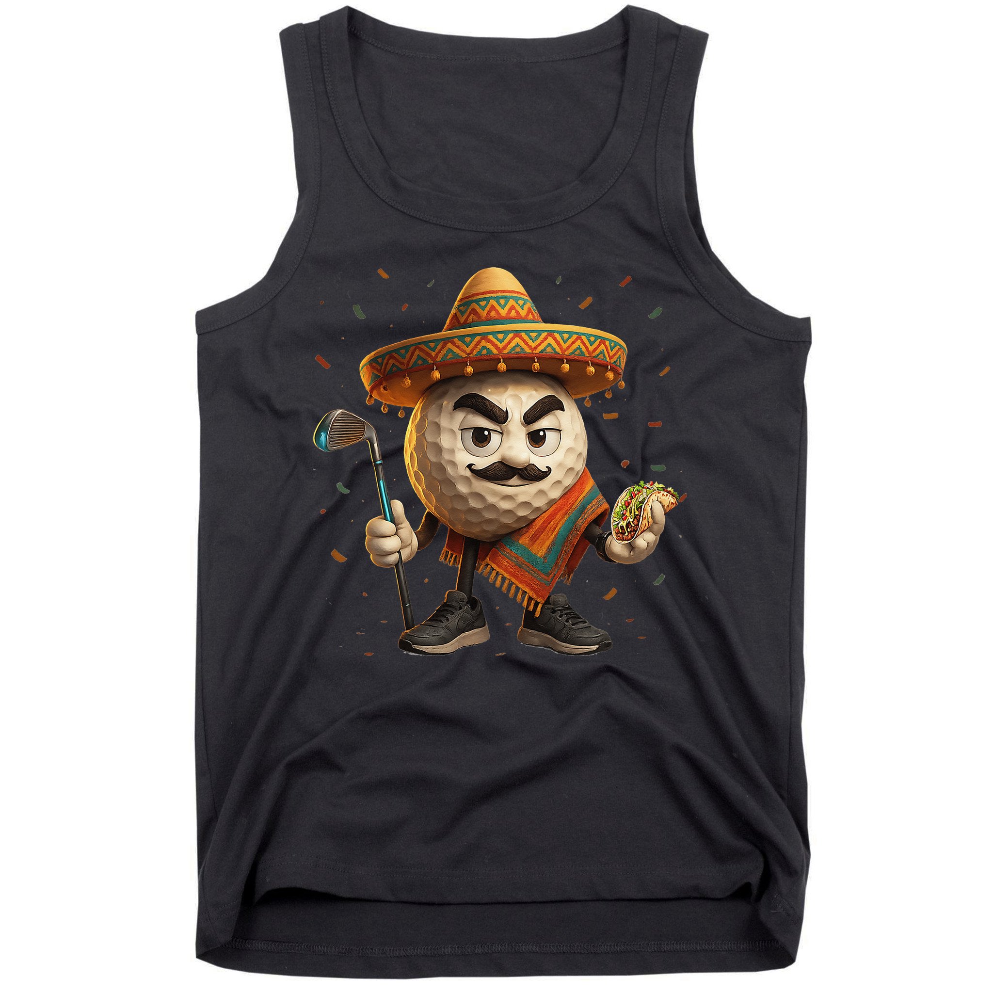 Cinco De Mayo Golf Ball With Sombrero Margarita Golf Lover Tank Top