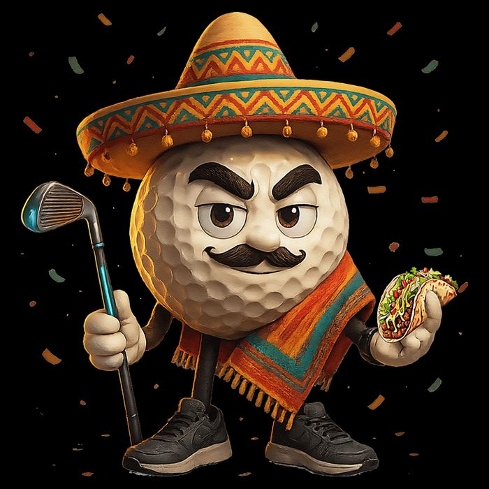 Cinco De Mayo Golf Ball With Sombrero Margarita Golf Lover Kids T-Shirt