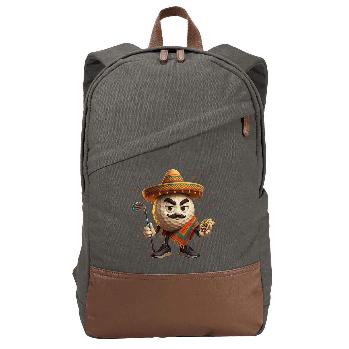 Cinco De Mayo Golf Ball With Sombrero Margarita Golf Lover Cotton Canvas Backpack