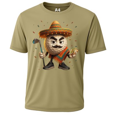 Cinco De Mayo Golf Ball With Sombrero Margarita Golf Lover Cooling Performance Crew T-Shirt