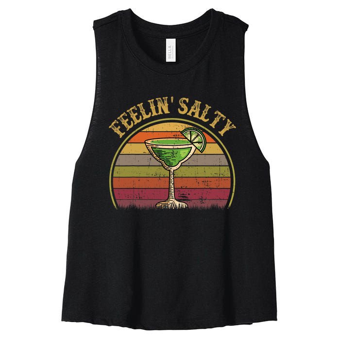 Cinco De Mayo Feeling Salty Funny Gift Margarita Women's Racerback Cropped Tank