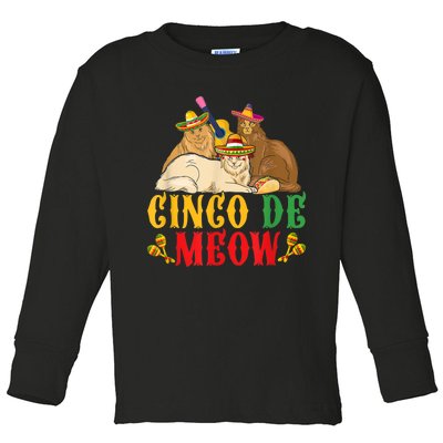 Cinco De Meow Funny Cinco De Mayo Women Cat Toddler Long Sleeve Shirt