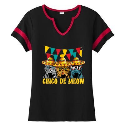 Cinco De Meow Cats Cinco De Mayo Mexico Ladies Halftime Notch Neck Tee