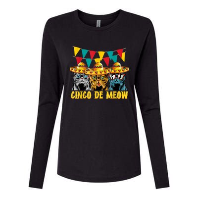 Cinco De Meow Cats Cinco De Mayo Mexico Womens Cotton Relaxed Long Sleeve T-Shirt