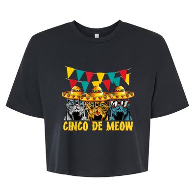 Cinco De Meow Cats Cinco De Mayo Mexico Bella+Canvas Jersey Crop Tee