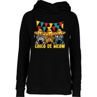 Cinco De Meow Cats Cinco De Mayo Mexico Womens Funnel Neck Pullover Hood