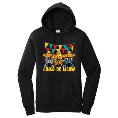 Cinco De Meow Cats Cinco De Mayo Mexico Women's Pullover Hoodie