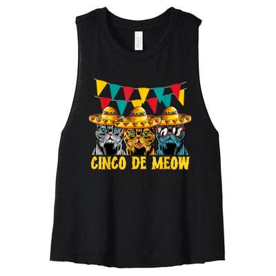 Cinco De Meow Cats Cinco De Mayo Mexico Women's Racerback Cropped Tank