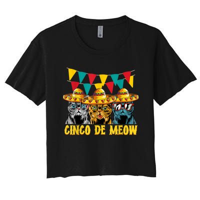 Cinco De Meow Cats Cinco De Mayo Mexico Women's Crop Top Tee