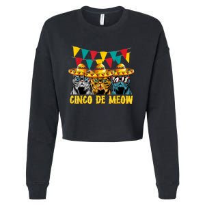 Cinco De Meow Cats Cinco De Mayo Mexico Cropped Pullover Crew