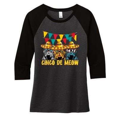 Cinco De Meow Cats Cinco De Mayo Mexico Women's Tri-Blend 3/4-Sleeve Raglan Shirt