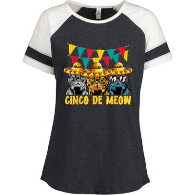 Cinco De Meow Cats Cinco De Mayo Mexico Enza Ladies Jersey Colorblock Tee