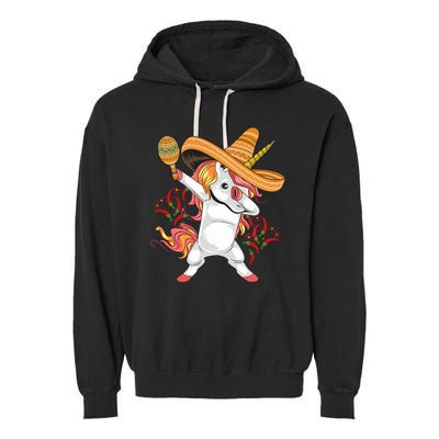 Cinco De Mayo Unicorn Dab Garment-Dyed Fleece Hoodie