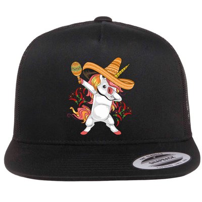 Cinco De Mayo Unicorn Dab Flat Bill Trucker Hat