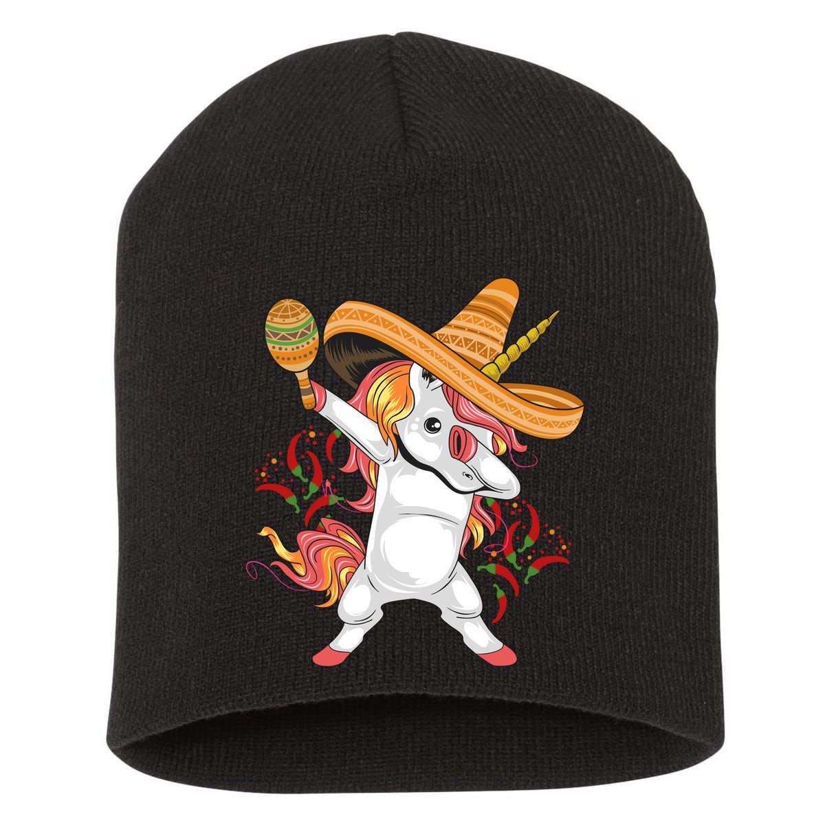 Cinco De Mayo Unicorn Dab Short Acrylic Beanie