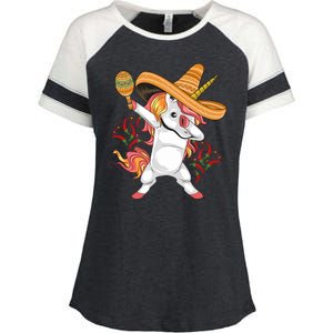 Cinco De Mayo Unicorn Dab Enza Ladies Jersey Colorblock Tee