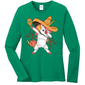 Cinco De Mayo Unicorn Dab Ladies Long Sleeve Shirt