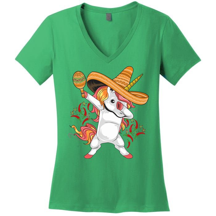 Cinco De Mayo Unicorn Dab Women's V-Neck T-Shirt