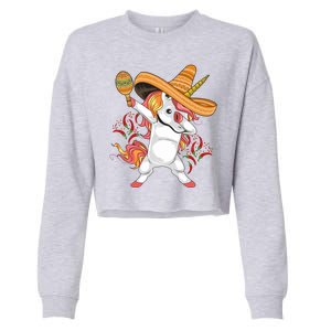 Cinco De Mayo Unicorn Dab Cropped Pullover Crew