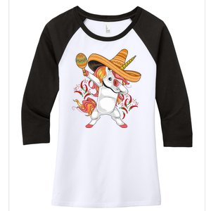 Cinco De Mayo Unicorn Dab Women's Tri-Blend 3/4-Sleeve Raglan Shirt