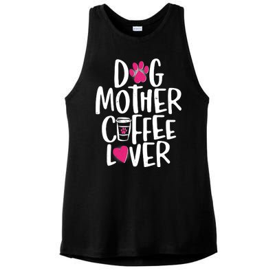 Cute Dog Mother Coffee Lover Ladies PosiCharge Tri-Blend Wicking Tank