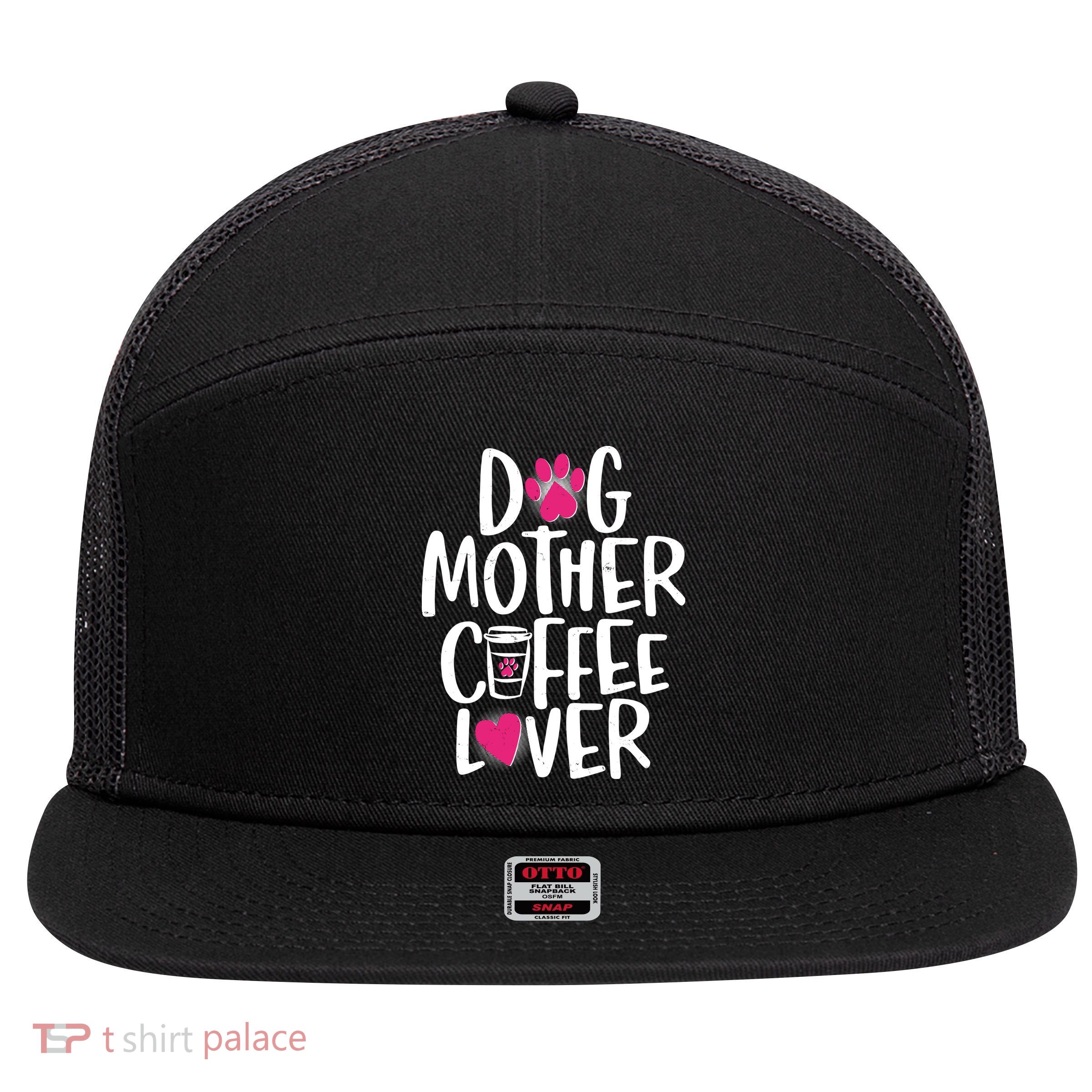 Cute Dog Mother Coffee Lover 7 Panel Mesh Trucker Snapback Hat