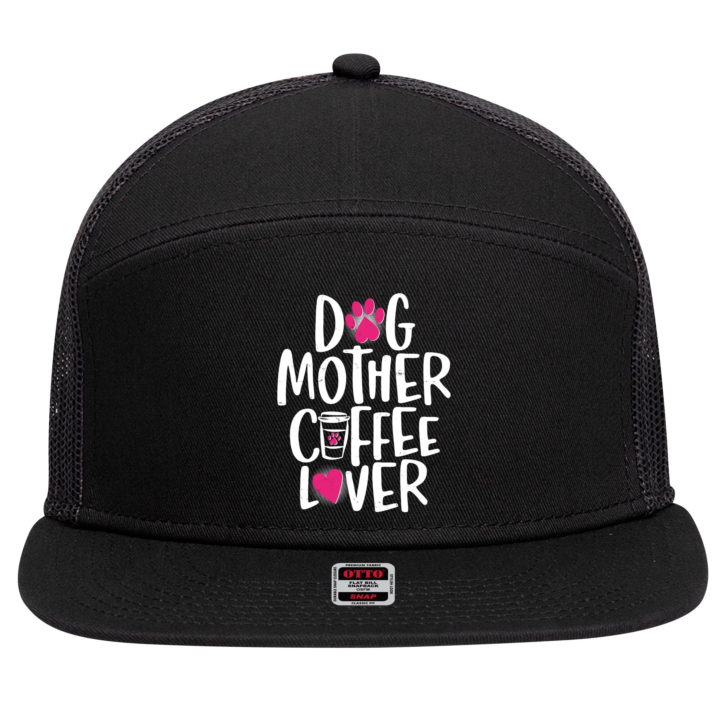Cute Dog Mother Coffee Lover 7 Panel Mesh Trucker Snapback Hat